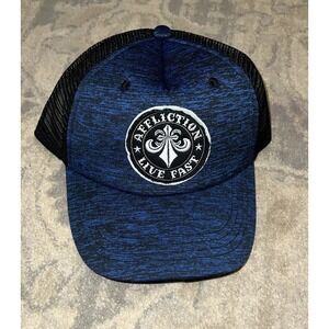 New Affliction Men's Adjustable Snap Back Baseball Hat Blue Black